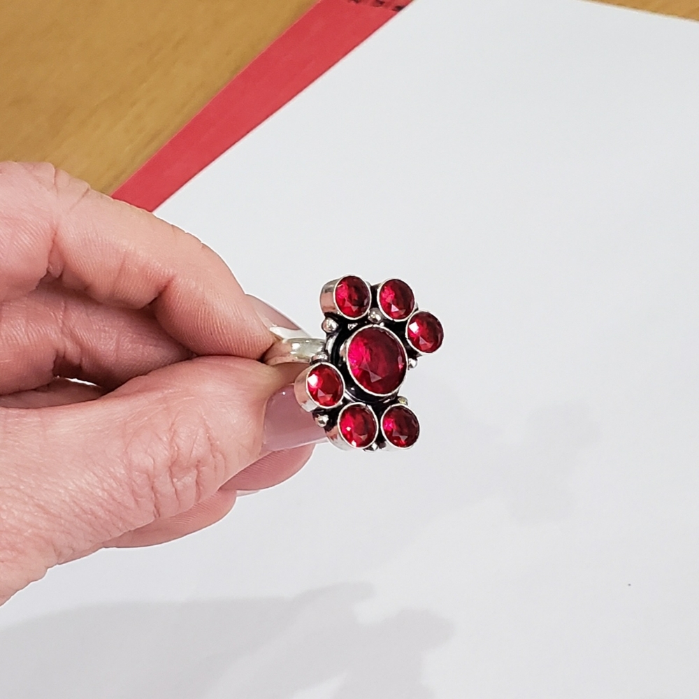 Garnet ring, 925 silver mozambique garnet gemstone ring - Picture 10 of 13